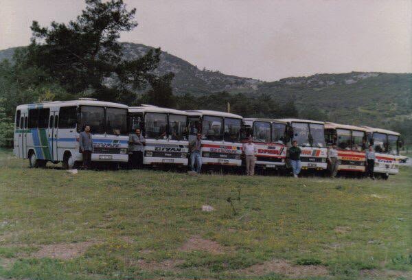 Civan Turizm'in ilk yıllarındaki araç filosu ve ekibi